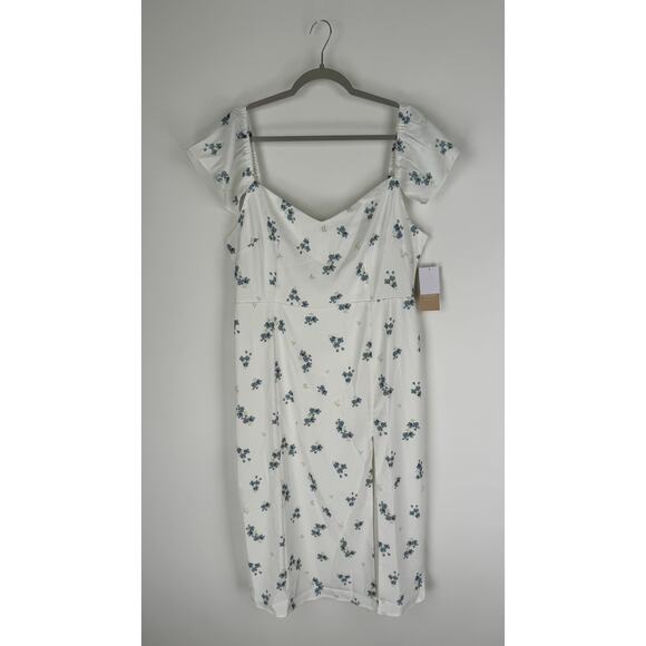 JustFab Flutter Sleeve Midi Dress Marshmallow Romance Floral Womens XXL New - Picture 4 of 14